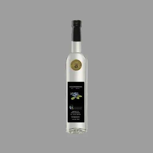 alter Schlehenbrand 0,5 l (40% vol) in Glasflasche, goldene Kammerpreismünze