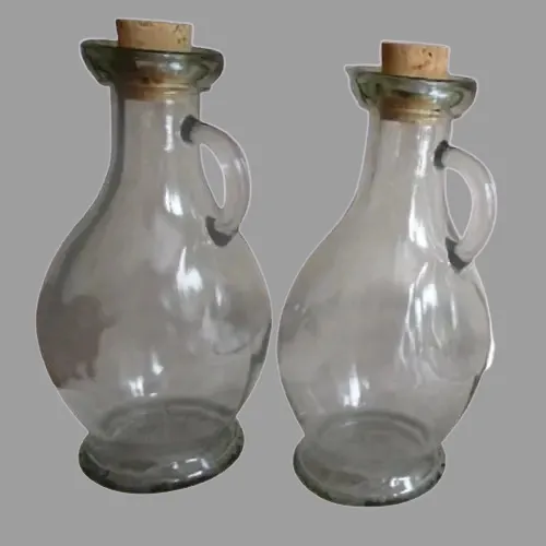 Glaskaraffe mit 240 ml und 500 ml, mit Naturspitzkorken, idela für Essig, Öl und Spirituosen